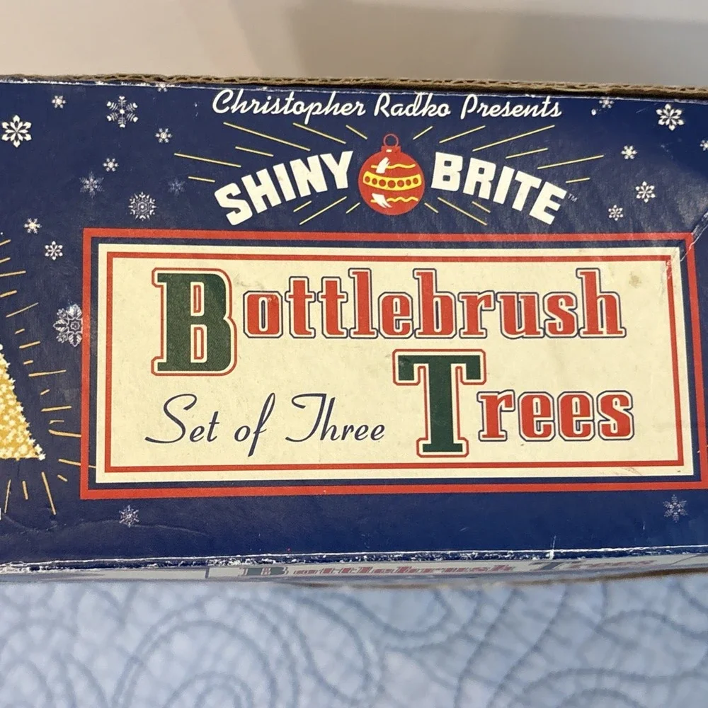 Christopher Radko Shiny Brite Gold Glitter Bottlebrush Trees